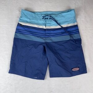 Vineyard Vines Board Shorts Swim Trunks Mens 32 Blue Striped Stretch Performance
